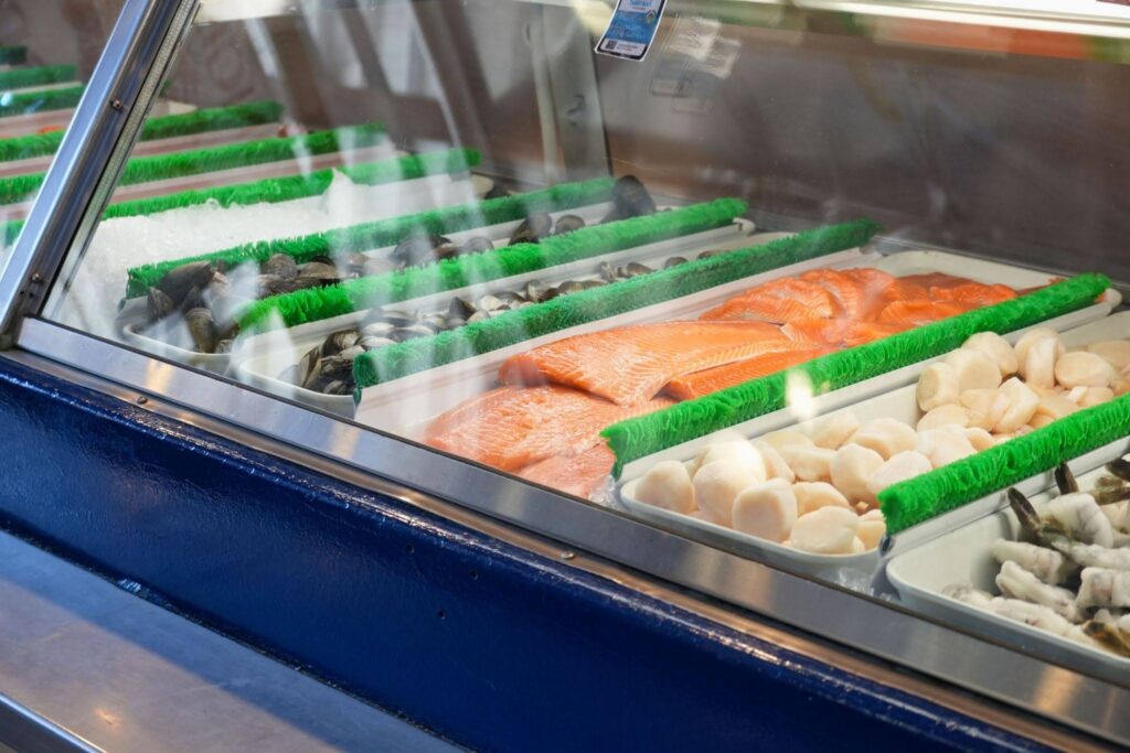 grocery store seafood case